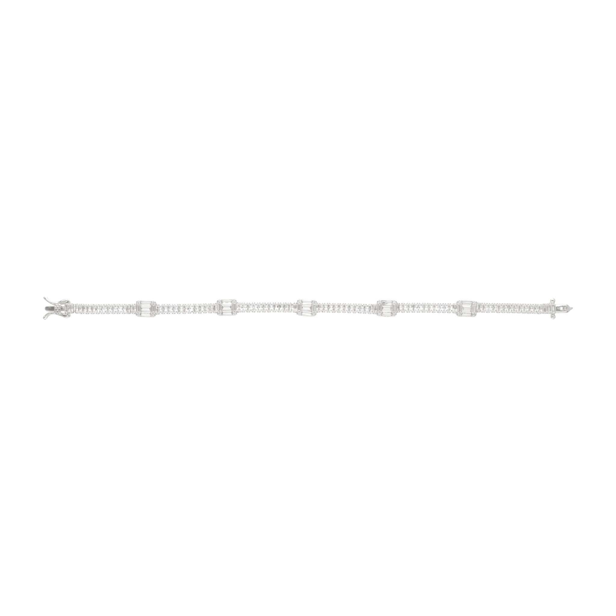 Pulsera tipo tennis baguettes circonias plata