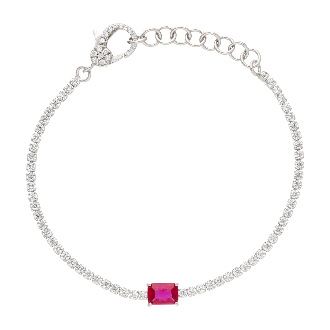 Pulsera circonias blanca y color plata