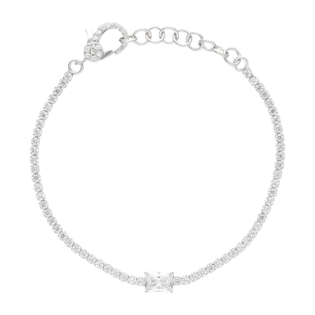 Pulsera circonias blanca y color plata