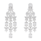 Aretes chandelier largos circonias plata