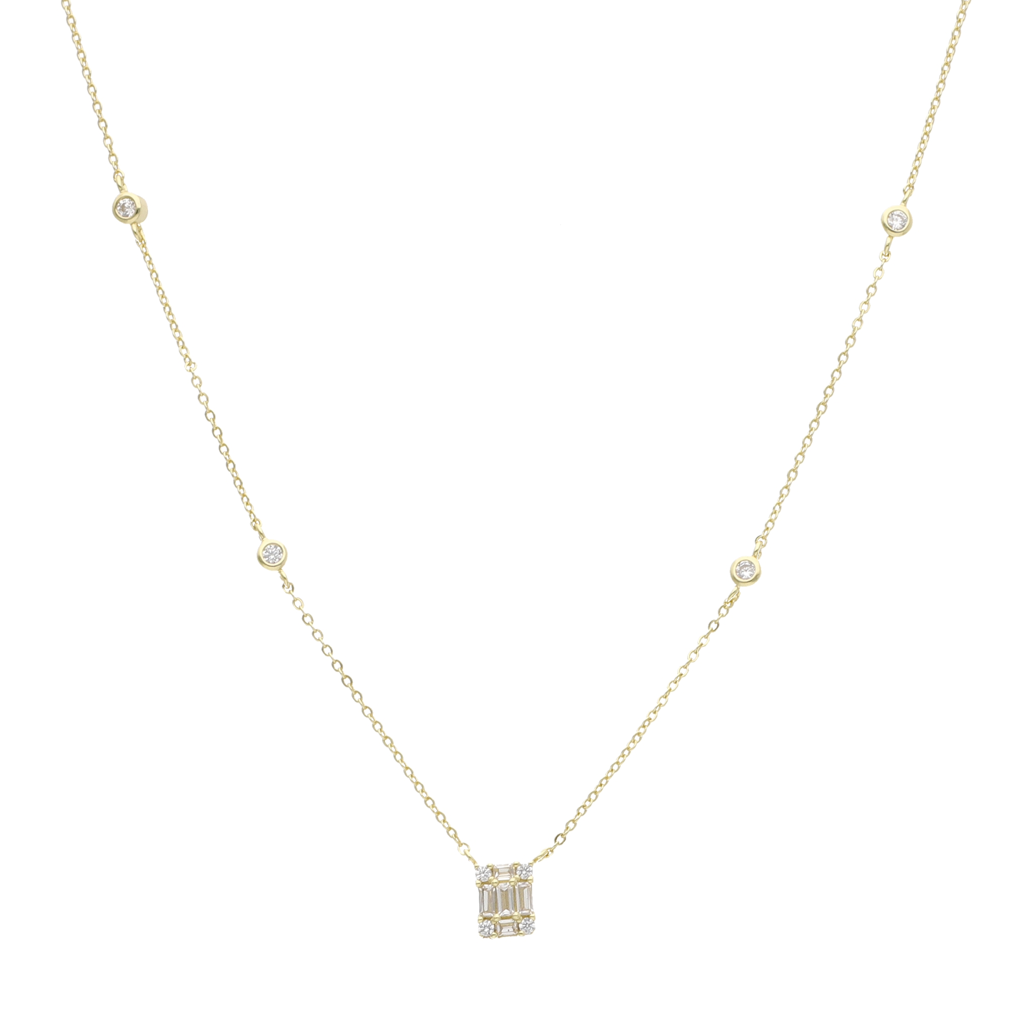 Collar/Choker dije baguettes circonias plata