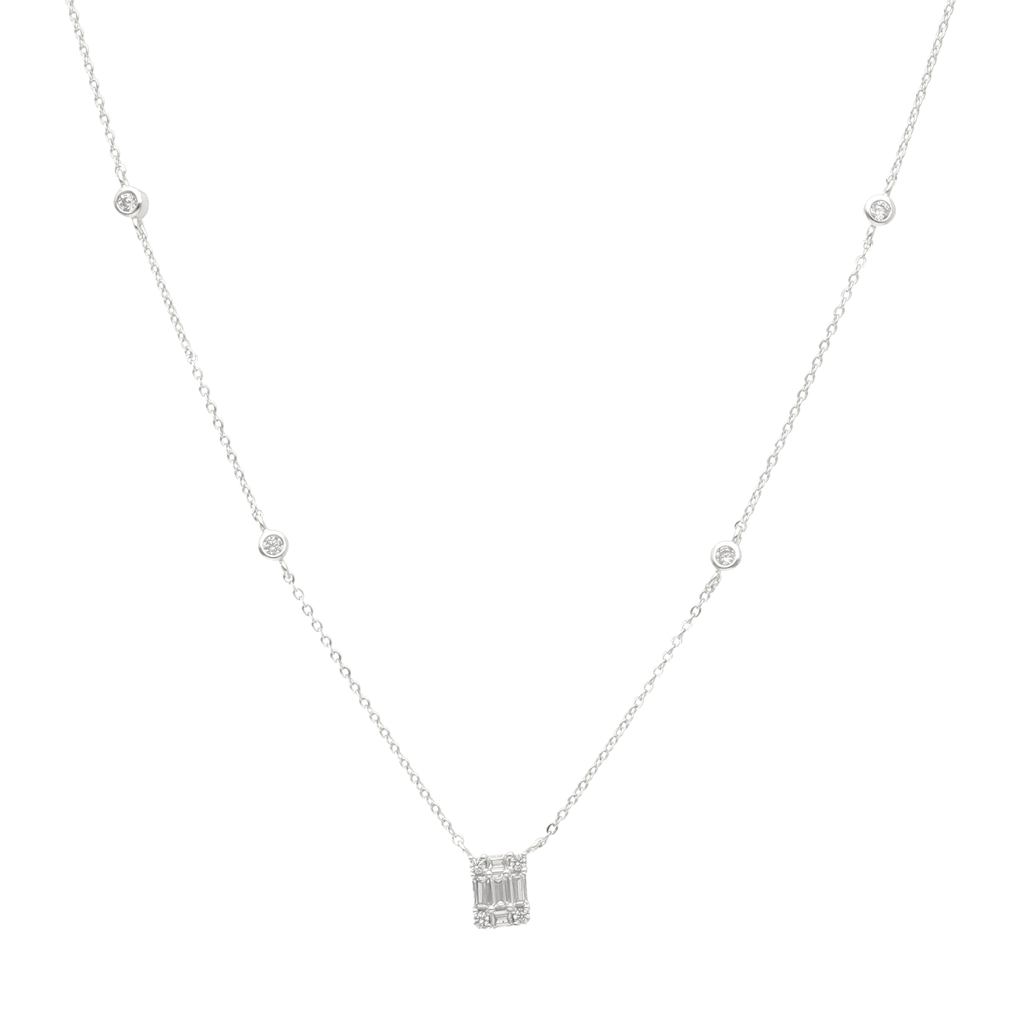 Collar/Choker dije baguettes circonias plata