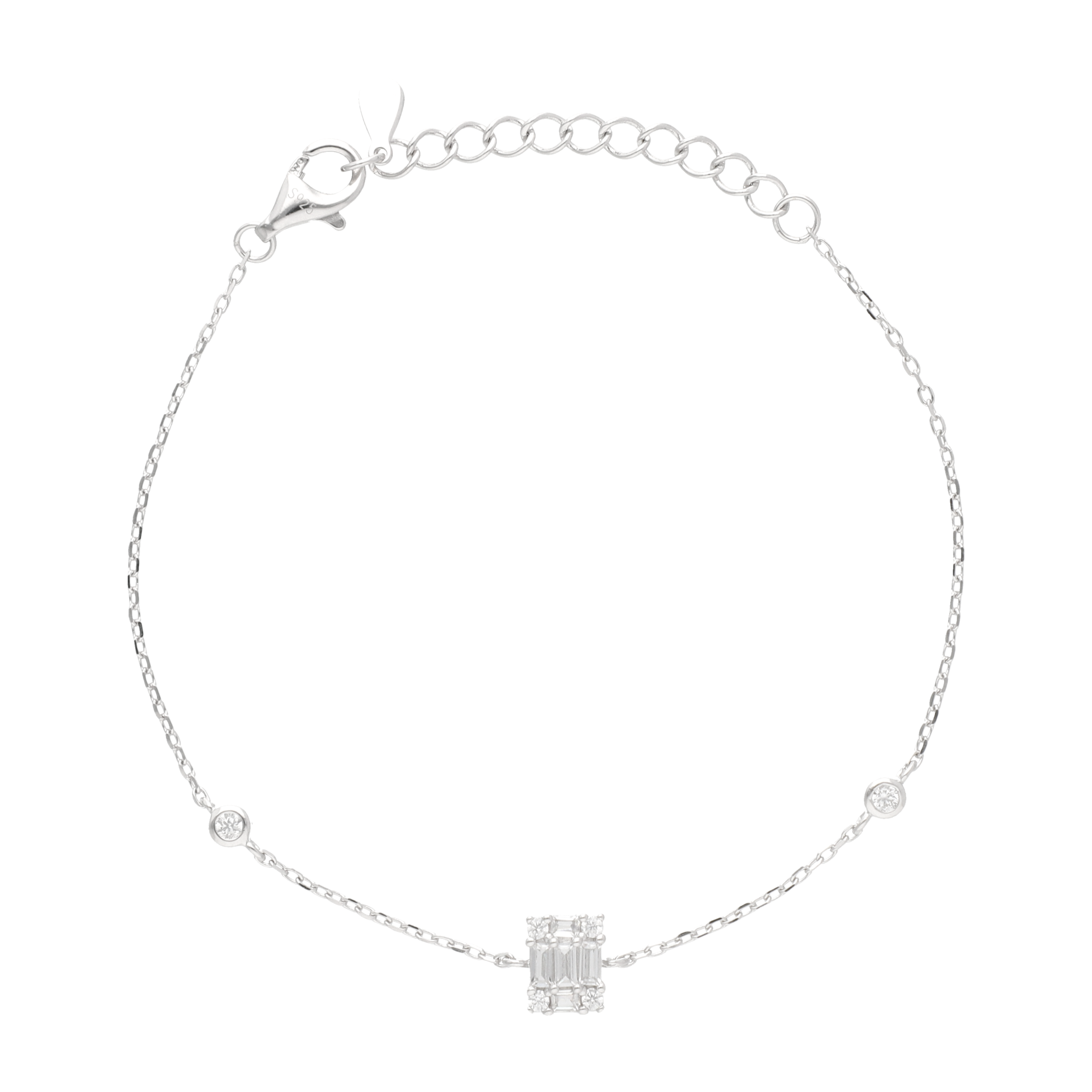 Pulsera cuadrado baguettes circonias plata