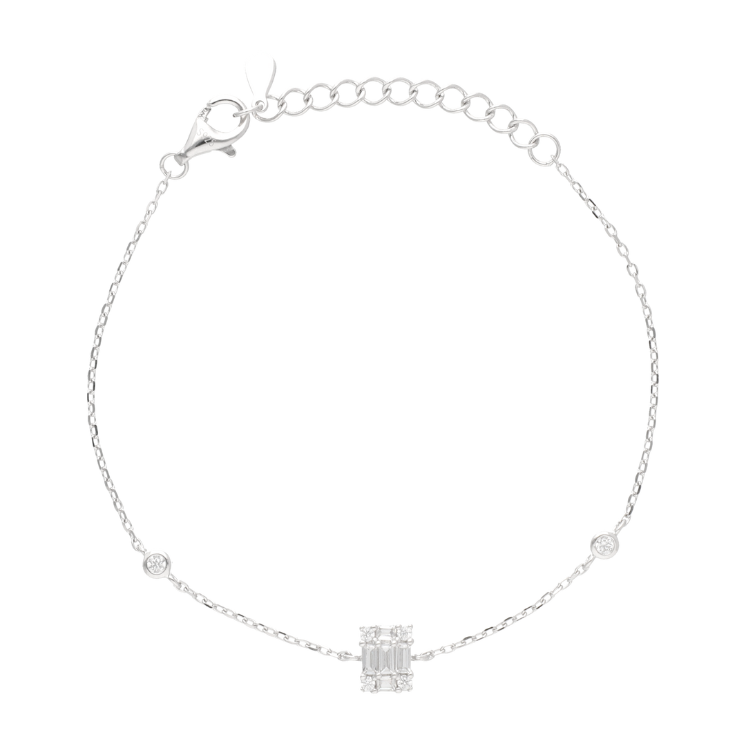 Pulsera cuadrado baguettes circonias plata