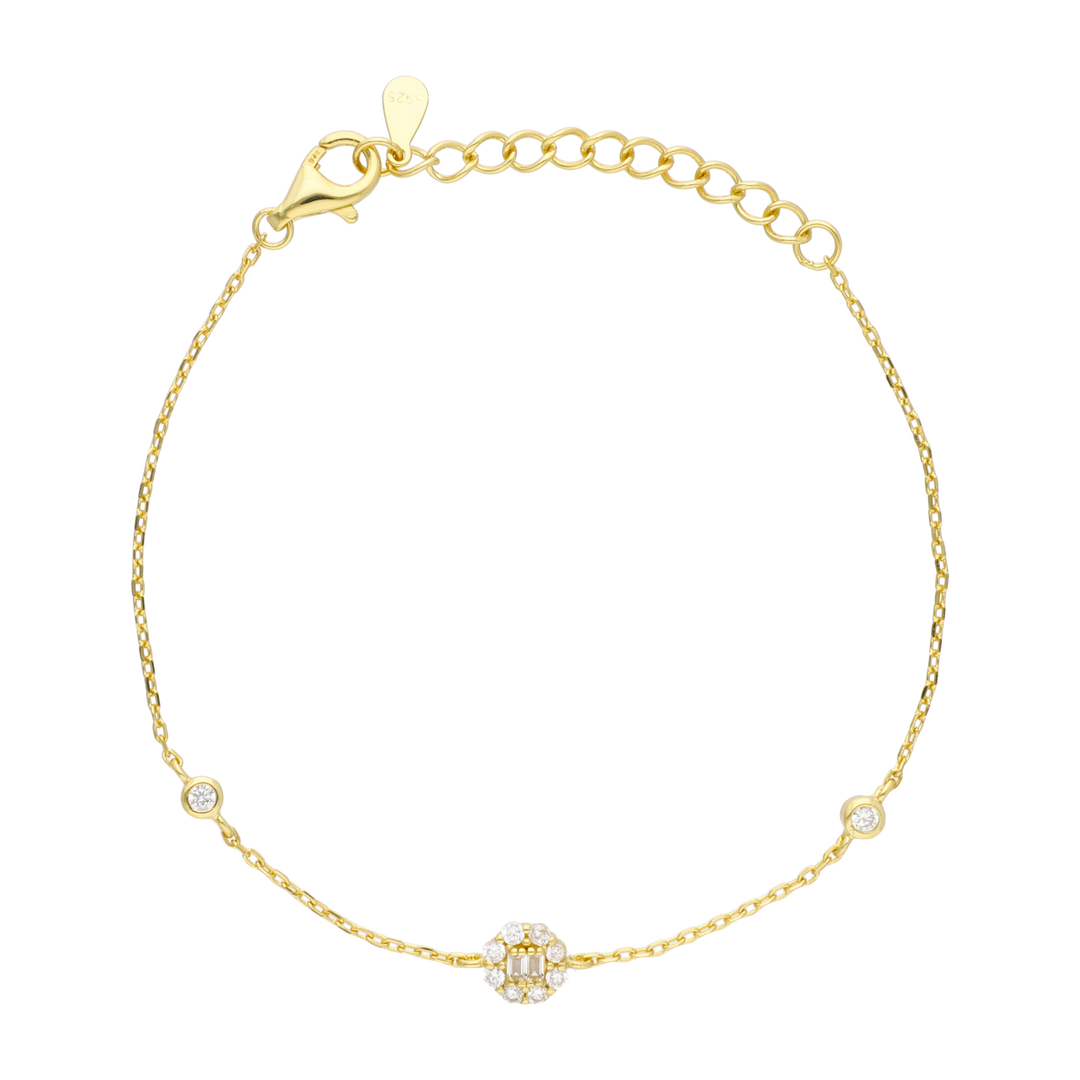 Pulsera flor circonias plata