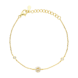 Pulsera flor circonias plata