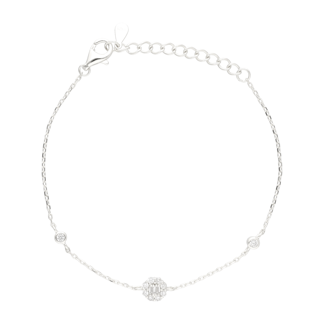 Pulsera flor circonias plata