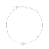 Pulsera flor circonias plata