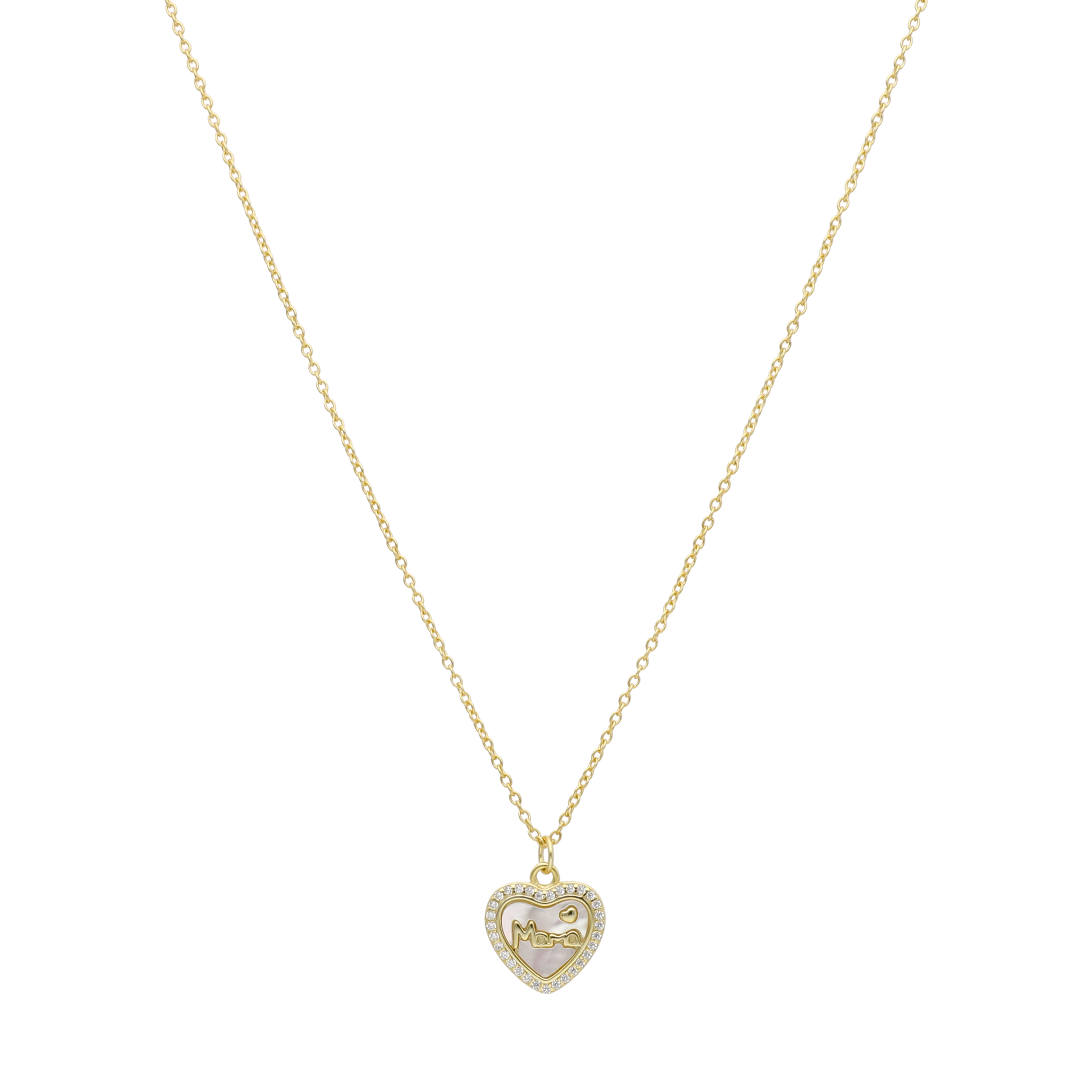 Collar corazón madre perla mamá circonias plata