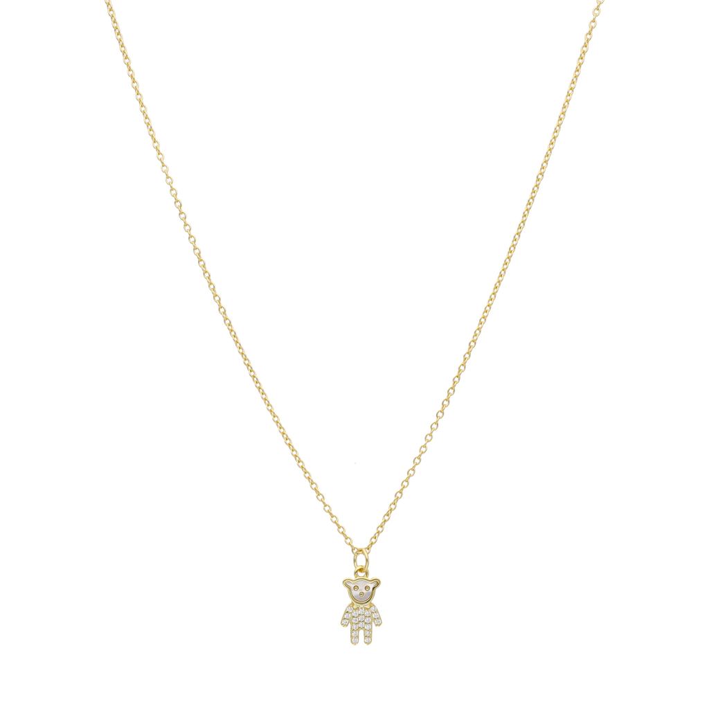 Collar oso madre perla plata