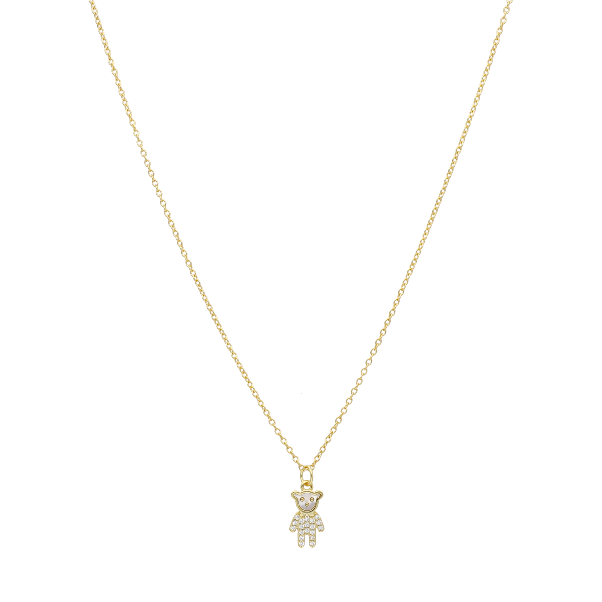 Collar oso madre perla plata