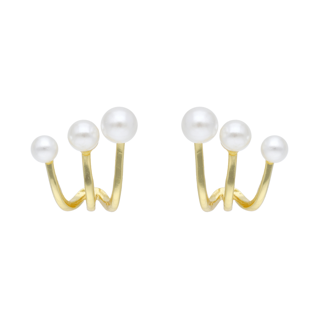 Earcuff plata amarilla 3 perlas