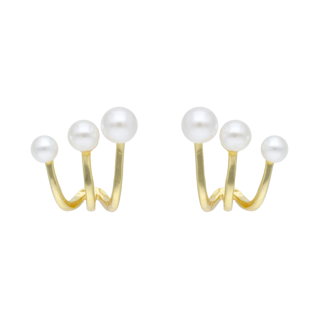 Earcuff plata amarilla 3 perlas