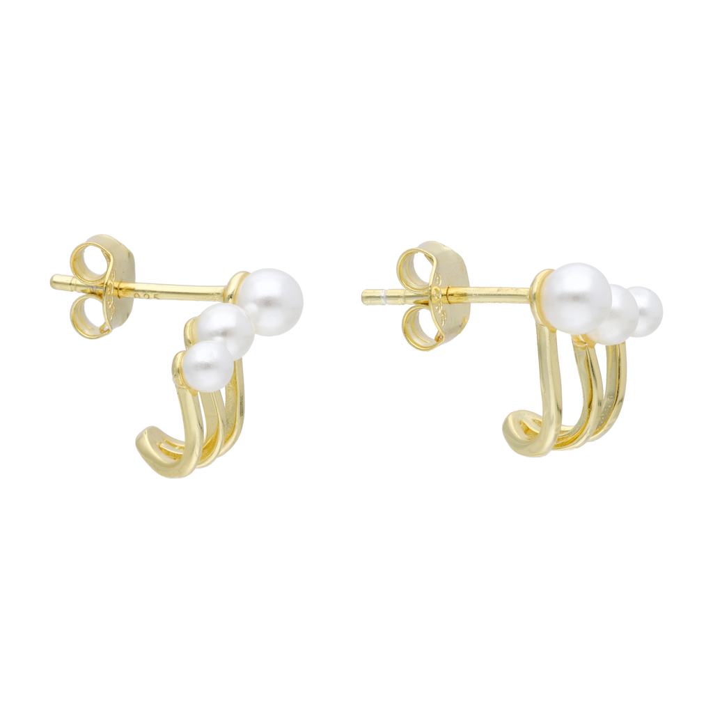 Earcuff plata amarilla 3 perlas