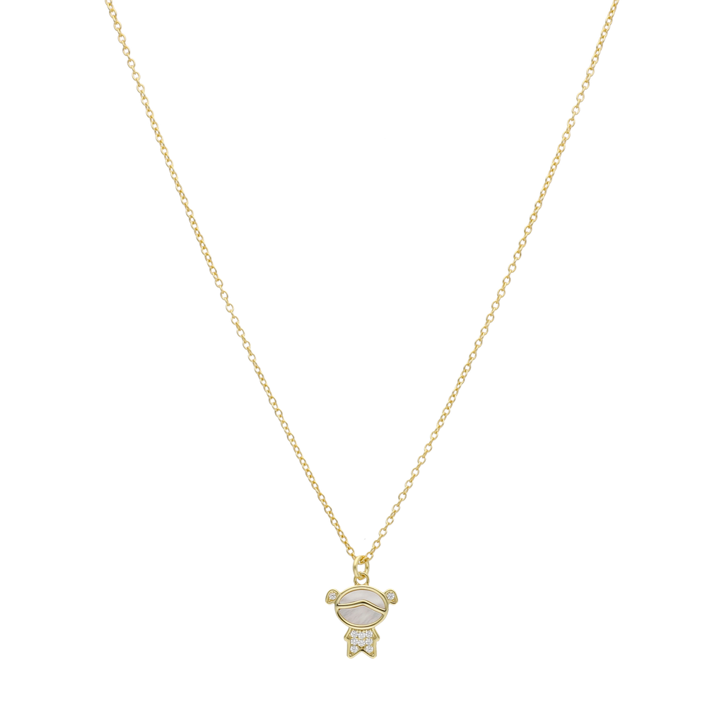 Collar niña coletas madre perla circonias plata