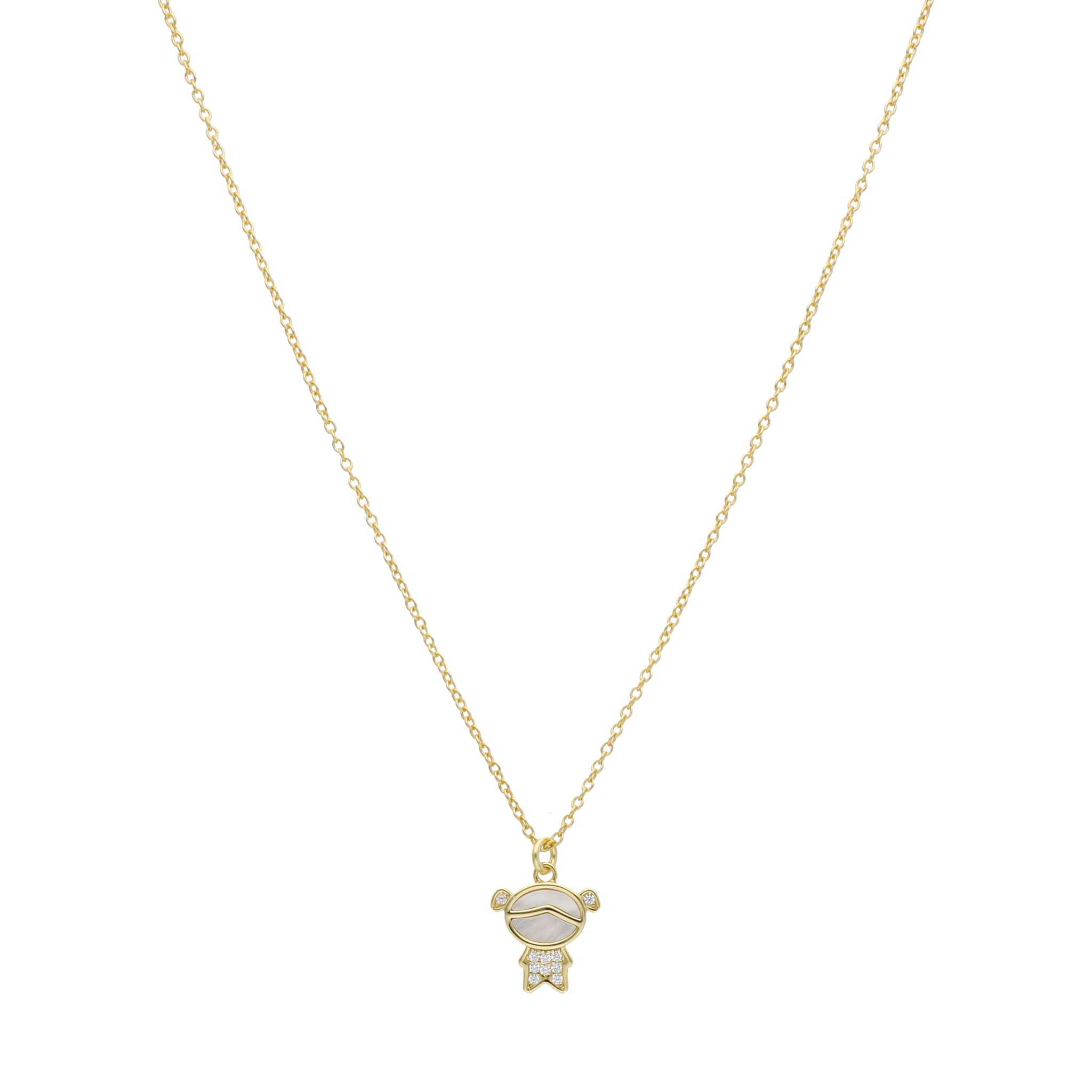 Collar niña coletas madre perla circonias plata