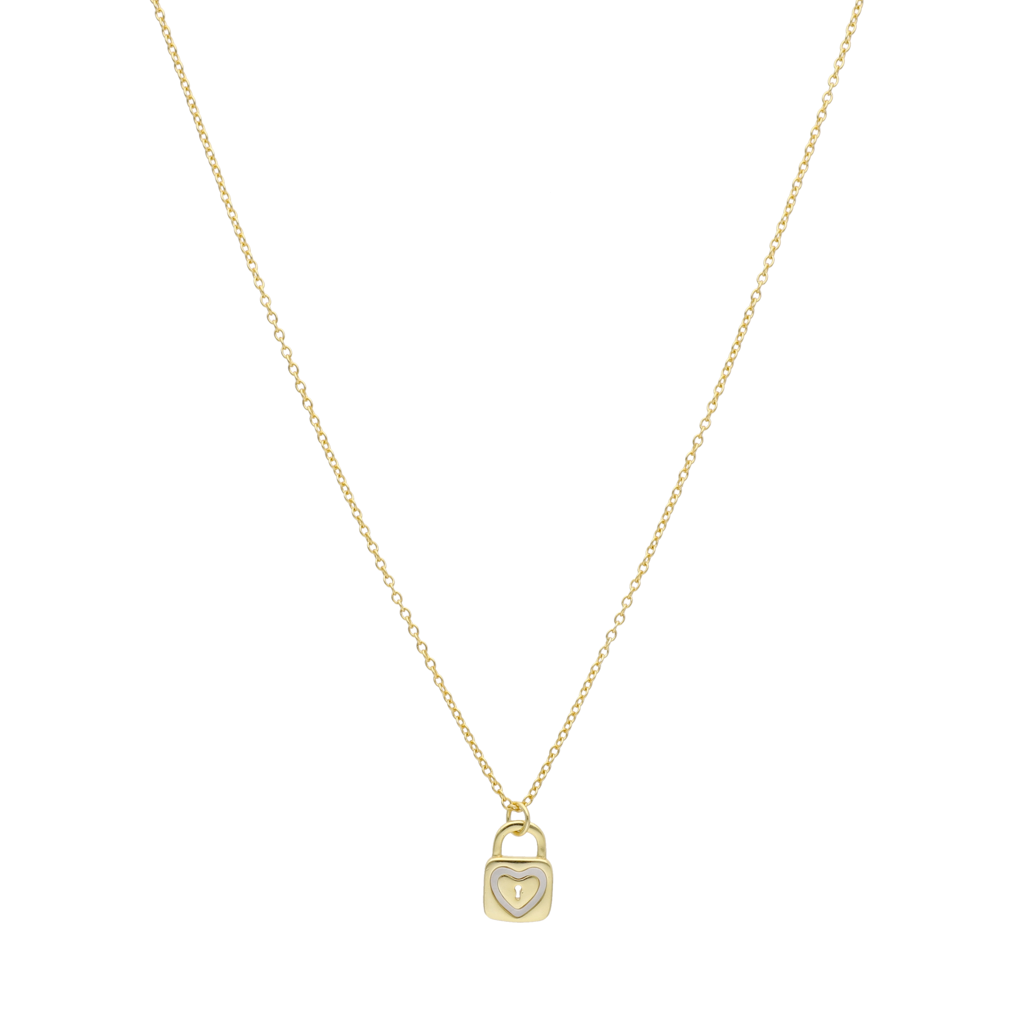 Collar candado corazón madre perla plata