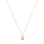 Collar candado madre perla plata