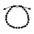 Pulsera acero en hilo bolas/barriles negros
