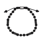 Pulsera acero en hilo bolas/barriles negros