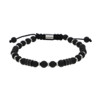Pulsera acero en hilo bolas/barriles negros