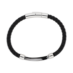 Pulsera cuero trenzado placa acero