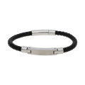 Pulsera cuero trenzado placa acero