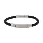 Pulsera cuero trenzado placa acero