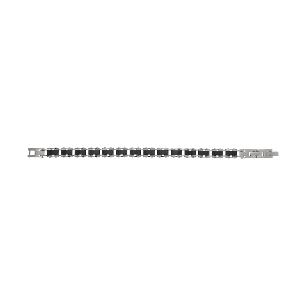 Pulsera eslabones acero blanco y negro