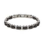 Pulsera eslabones acero blanco y negro