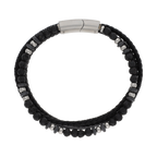 Pulsera 3 filas cuero, ónix y acero