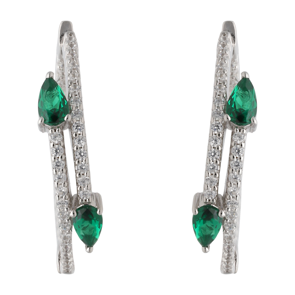 Arracadas grandes circonias color gota plata