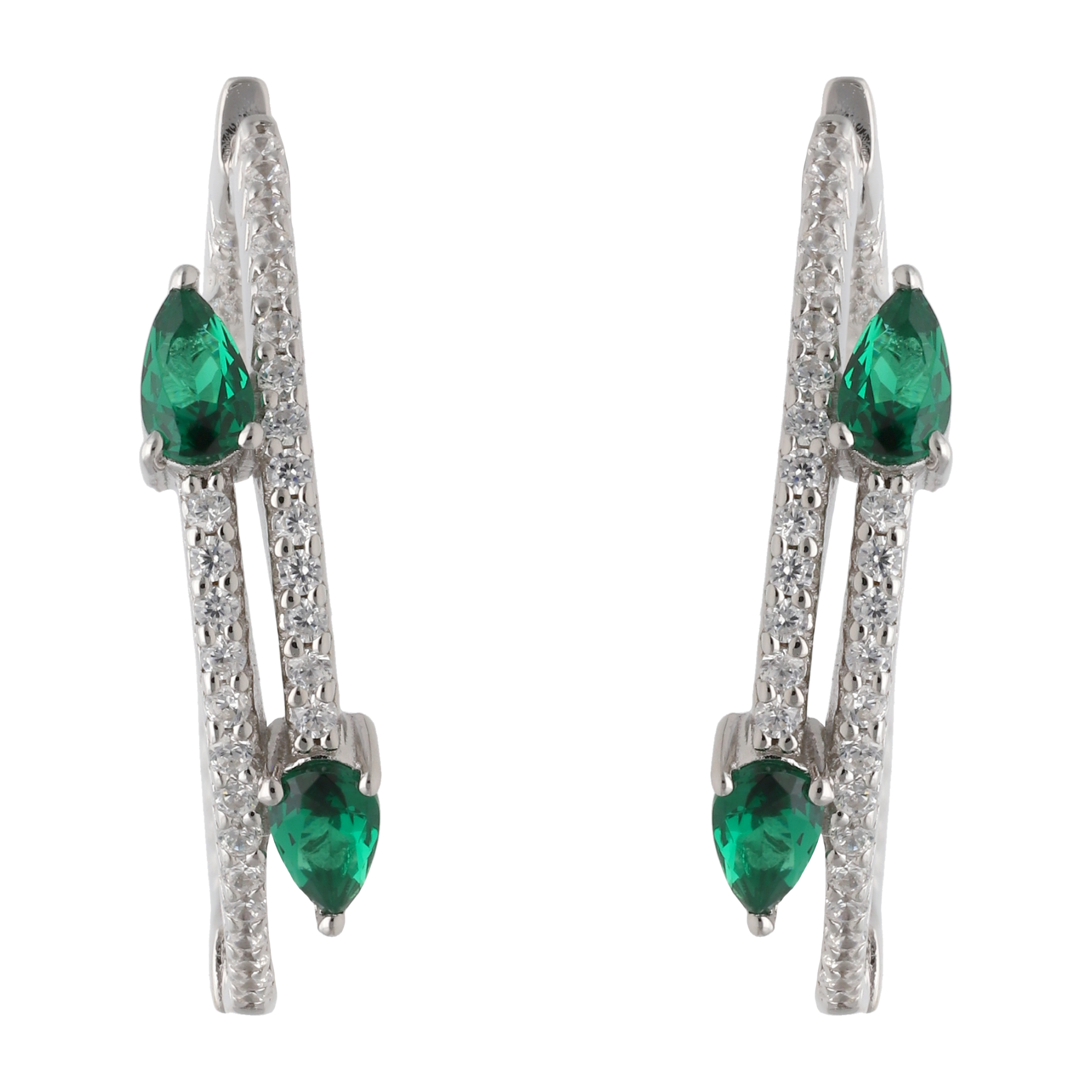 Arracadas grandes circonias color gota plata