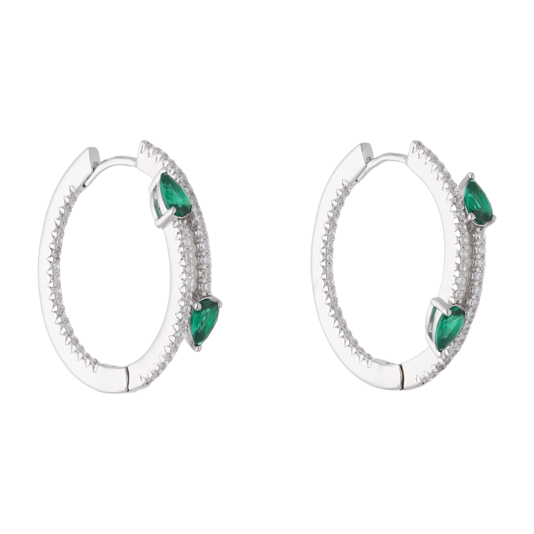 Arracadas grandes circonias color gota plata