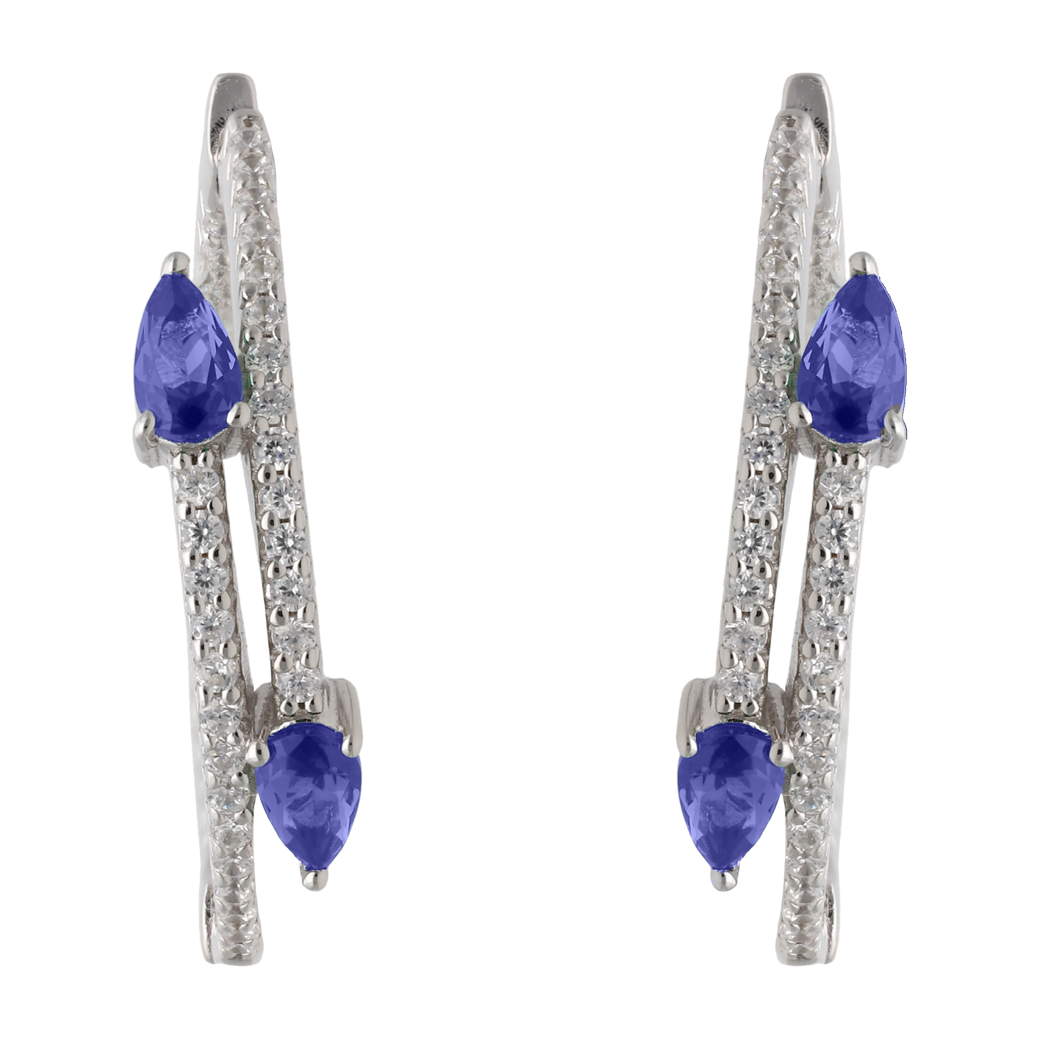 Arracadas grandes circonias color gota plata