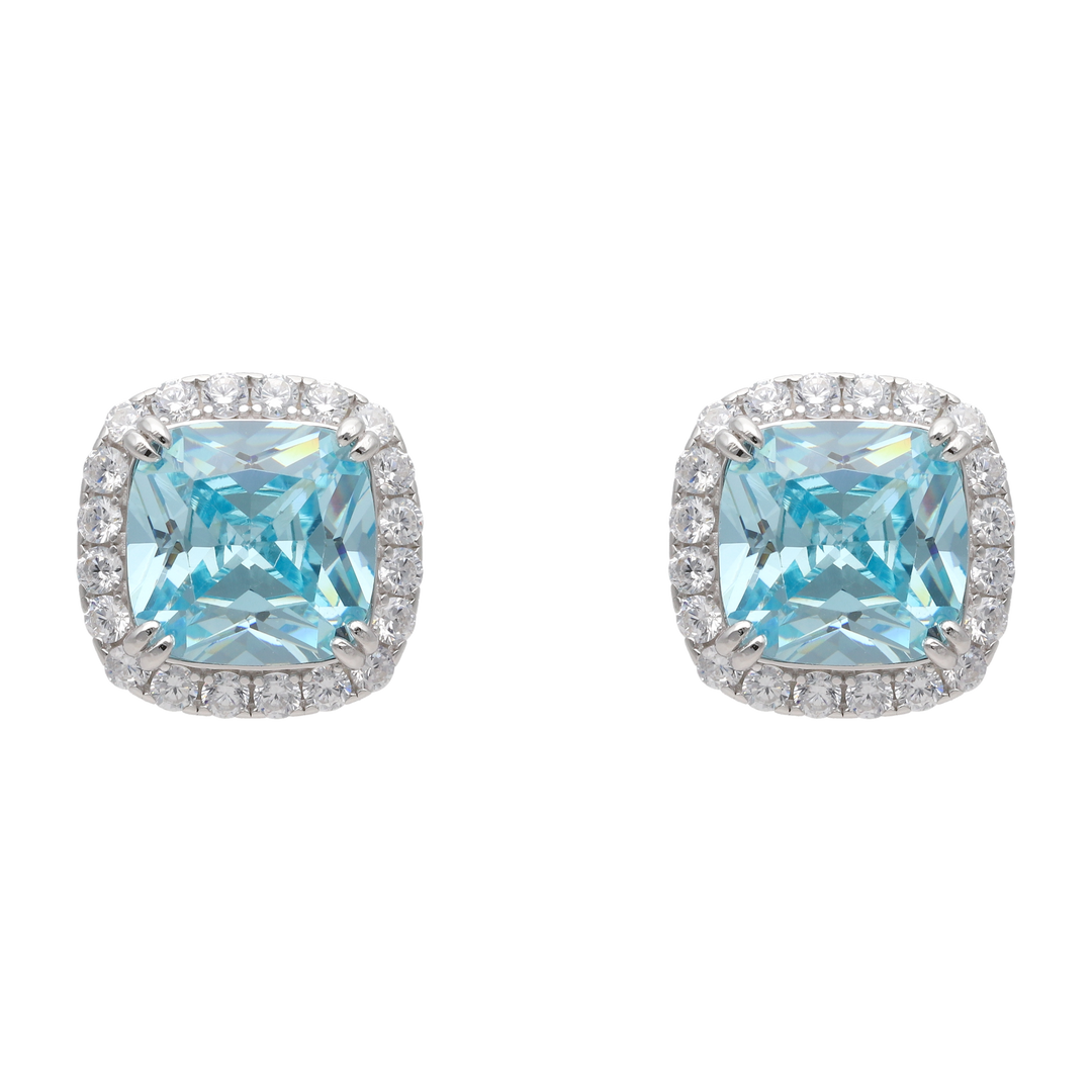 Broquel cushion circonia azul/rosa plata