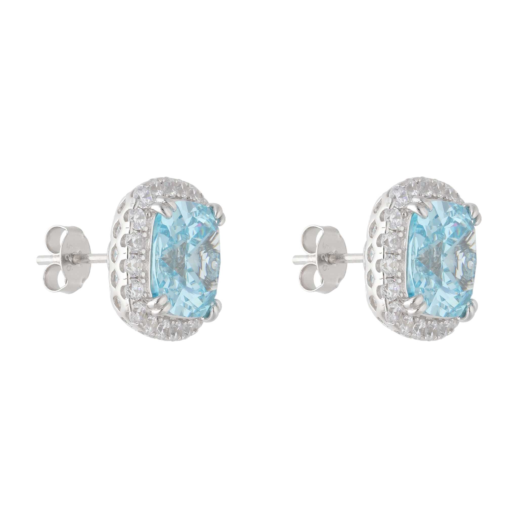 Broquel cushion circonia azul/rosa plata