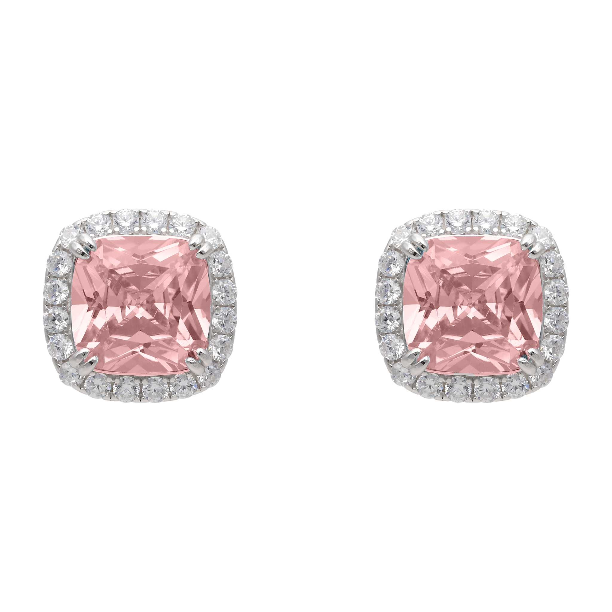 Broquel cushion circonia azul/rosa plata