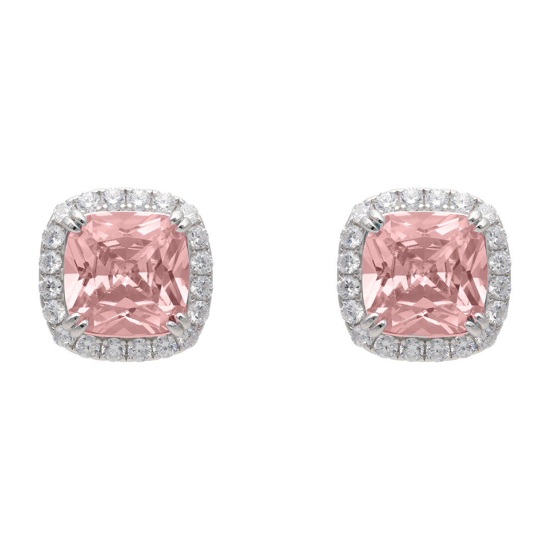 Broquel cushion circonia azul/rosa plata
