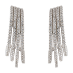 Medias arracadas 4 líneas circonias plata