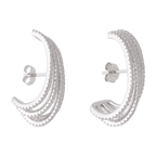 Medias arracadas 4 líneas circonias plata