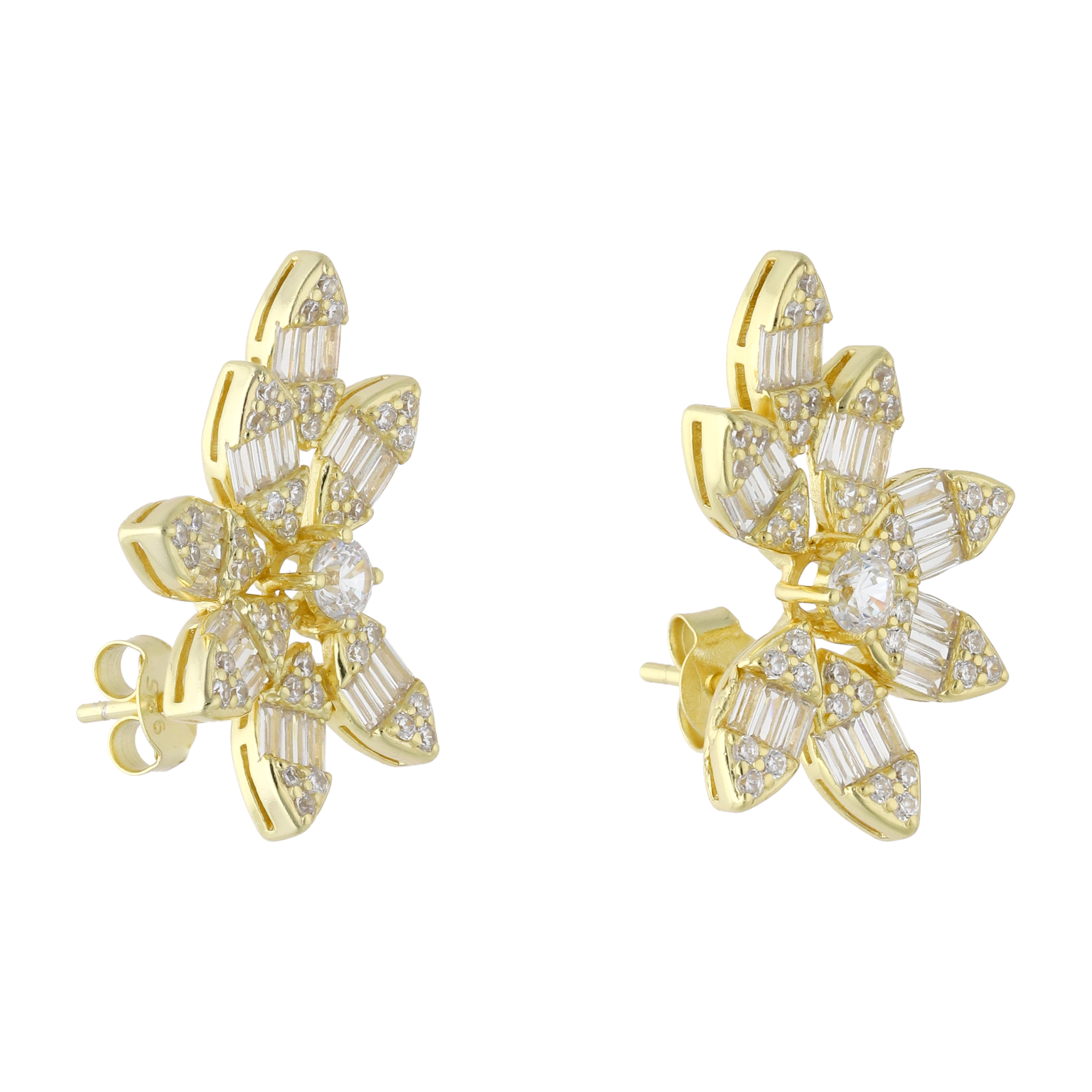 Ear climber multishape marquises circonias plata