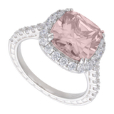 Anillo cushion circonia azul/rosa plata