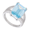 Anillo circonia baguette topacio plata