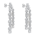 Aretes chandelier 2 filas circonias plata