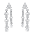 Aretes chandelier 2 filas circonias plata