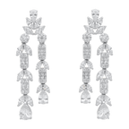 Aretes chandelier 2 filas circonias plata