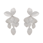 Aretes flor pave circonias cascada plata