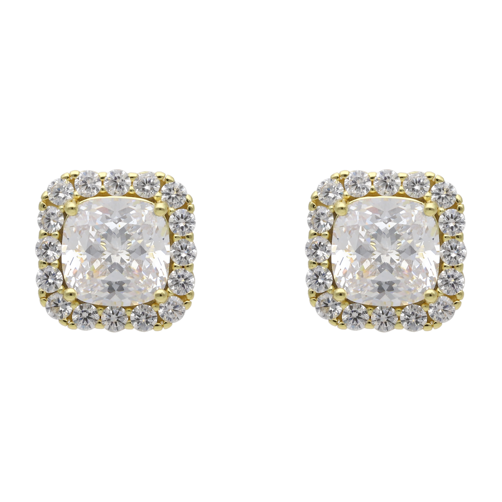 Broquel cushion circonias blancas plata