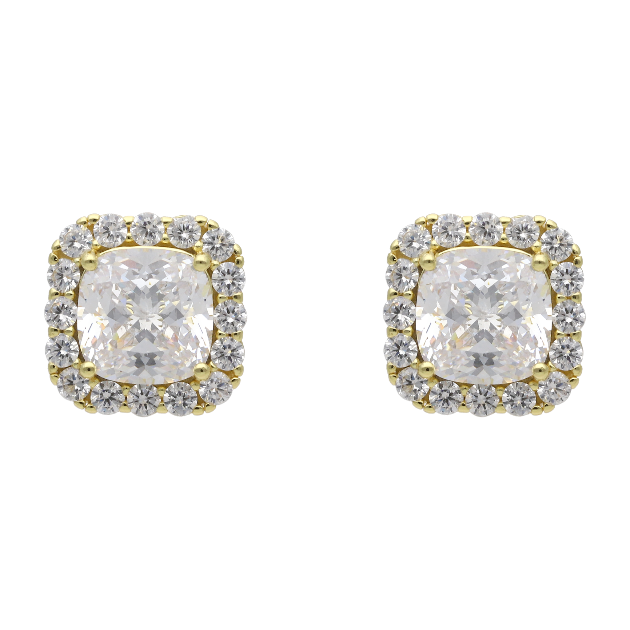 Broquel cushion circonias blancas plata